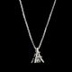 Eifel Tower with Dangling Solitaire 925 Sterling Silver Necklace